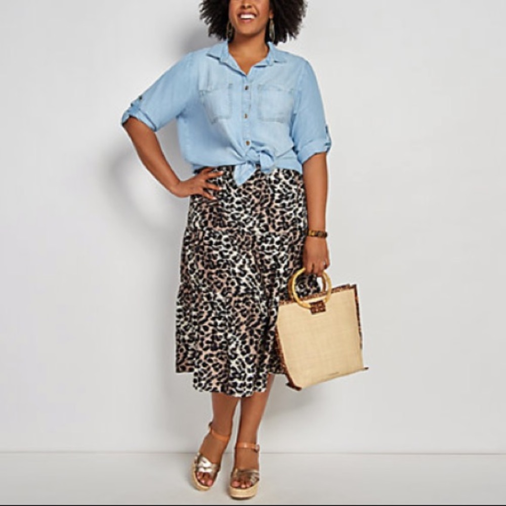 H by Halston cheetah print skirt
